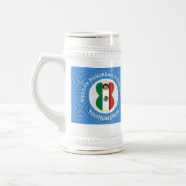 Caneca De Cerveja Bandeira de Hanukkah do Anjo Mexicano Personalizad