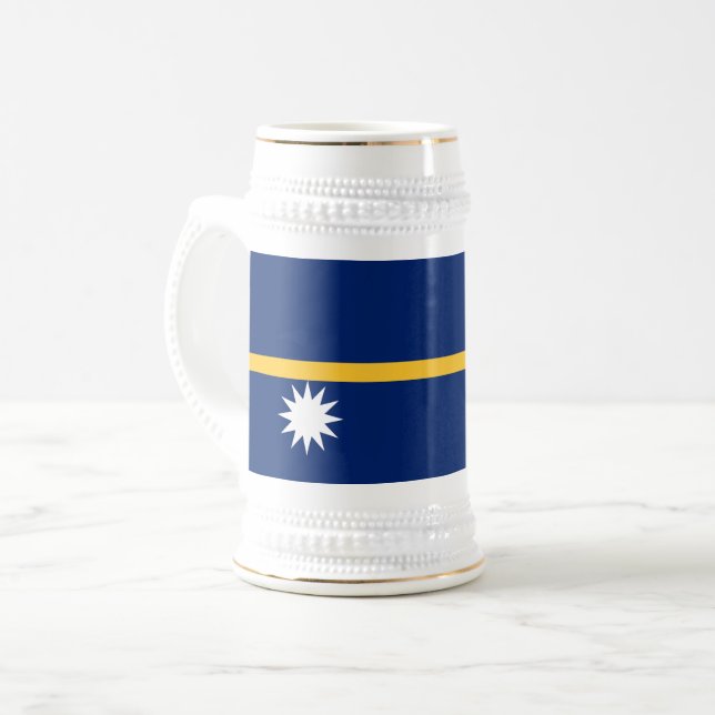 Caneca De Cerveja Bandeira de Nauru (Frente Esquerda)