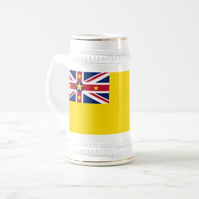 Caneca De Cerveja Bandeira de Niue (Frente Esquerda)