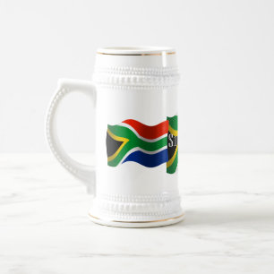 Caneca De Cerveja Bandeira de ondulação de África do Sul