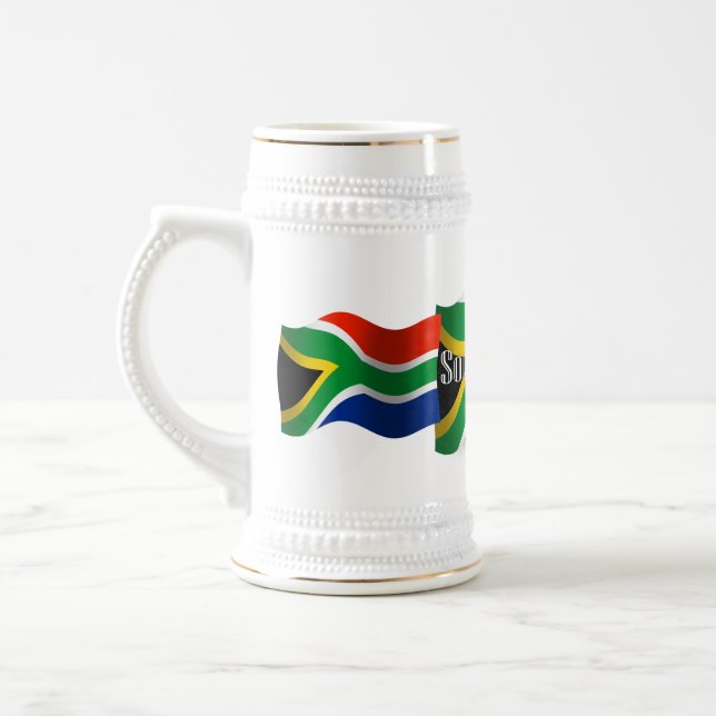 Caneca De Cerveja Bandeira de ondulação de África do Sul (Esquerda)
