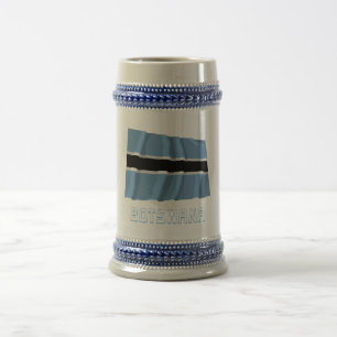 Caneca De Cerveja Bandeira de ondulação de Botswana com nome