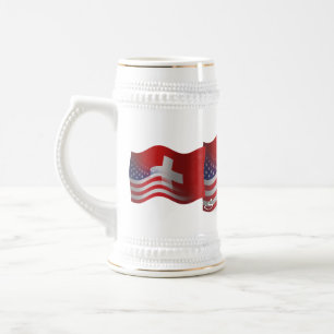Caneca De Cerveja Bandeira de ondulação Suíço-Americana