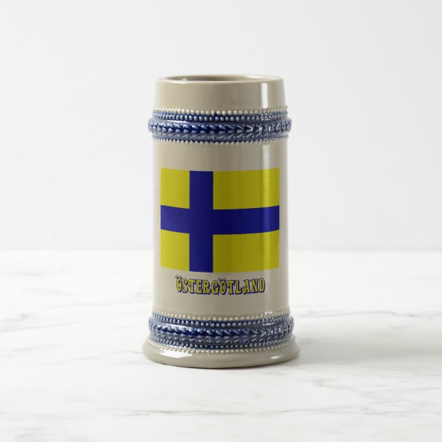 Caneca De Cerveja Bandeira de Östergötland com o nome (não oficial) (Centro)