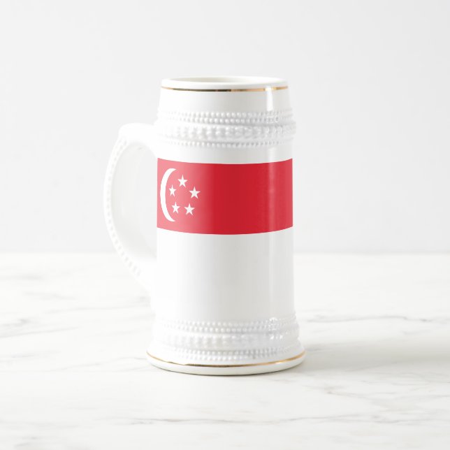 Caneca De Cerveja Bandeira de Singapura (Frente Esquerda)
