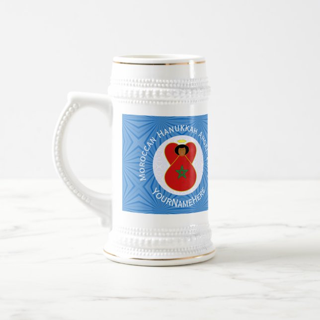 Caneca De Cerveja Bandeira do Anjo Hanukkah do Marrocos Personalizad (Esquerda)