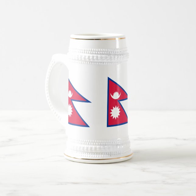Caneca De Cerveja Bandeira do Nepal (Frente Esquerda)