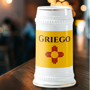 Caneca De Cerveja Bandeira do Novo México com símbolo Zia