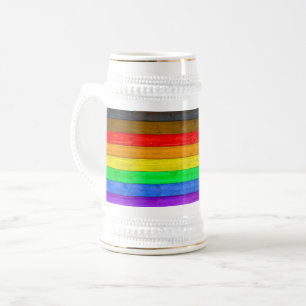 Caneca De Cerveja Bandeira do orgulho gay inclusivo de SlipperyJoe t
