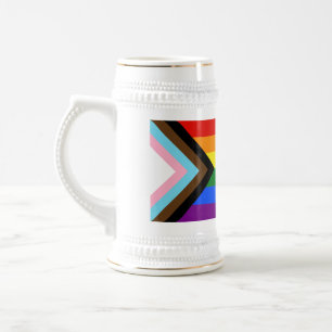 Caneca De Cerveja Bandeira do Orgulho Progressivo de SlipperyJoe sei