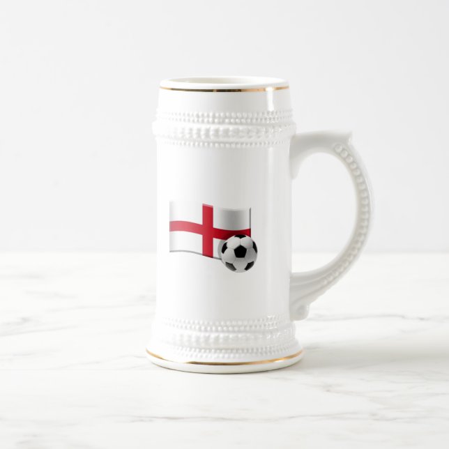 Caneca De Cerveja Bandeira e bola do futebol de Inglaterra (Direita)