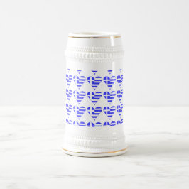 Caneca De Cerveja Bandeira Grega Funky Coração Tiled