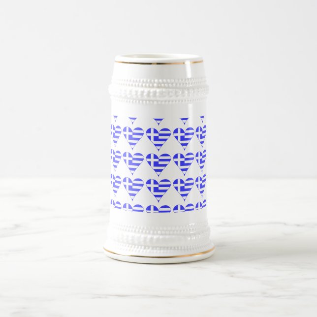 Caneca De Cerveja Bandeira Grega Funky Coração Tiled (Centro)