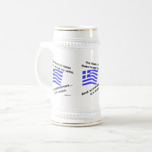 Caneca De Cerveja Bandeira Grega Hellas Sangue e Ouzo Vezes 3