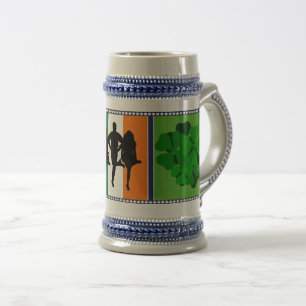Caneca De Cerveja Bandeira nacional da Irlanda, trevo de shamrock, d