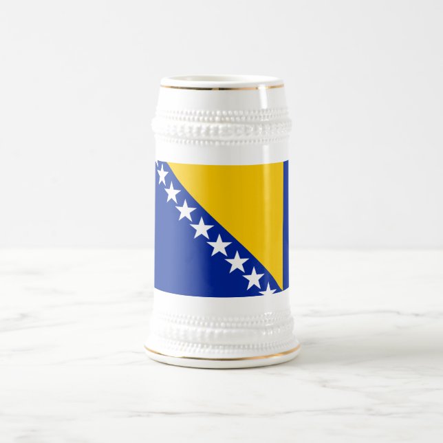 Caneca De Cerveja Bandeira Patriótica da Bósnia-Herzegovina (Centro)