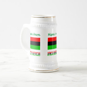 Caneca De Cerveja Bandeira Verde Pessoal Afro-Americana / Diáspora