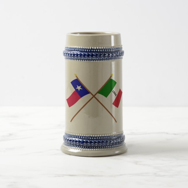 Caneca De Cerveja Bandeiras cruzadas de Texas e de Alamo (Centro)