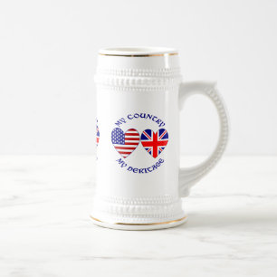 Caneca De Cerveja Bandeiras do Coração da Grã-Bretanha EUA País Patr