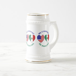 Caneca De Cerveja Bandeiras EUA México Corações Meu País Minha Heran