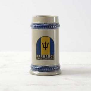 Caneca De Cerveja Barbados Flag Emblem Distress Vintage