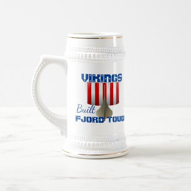 Caneca De Cerveja Barco Viking Engraçado "Fjord Tough" (Esquerda)