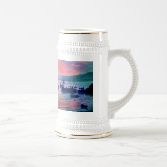 Caneca De Cerveja Barcos na névoa (Direita)
