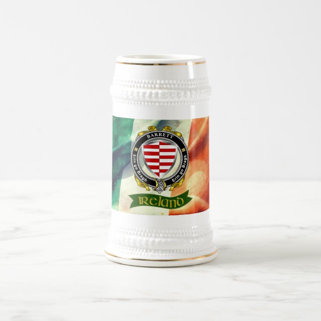 Caneca De Cerveja Barrett Personalizado Crachá Irlandês com Bandeira (Centro)