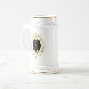 Caneca de Cerveja Barroca Dourada Preta para Padri