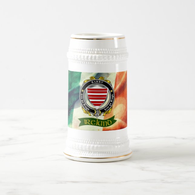 Caneca De Cerveja Barry Personalised Irish Crachá w/Irish Flag (Centro)