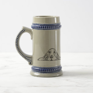 Caneca De Cerveja basset hound preto branco simples olhos de cachorr
