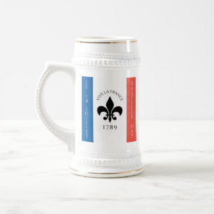 Caneca De Cerveja Bastilha Day Fleur-de-Lis Tricolore França Flag