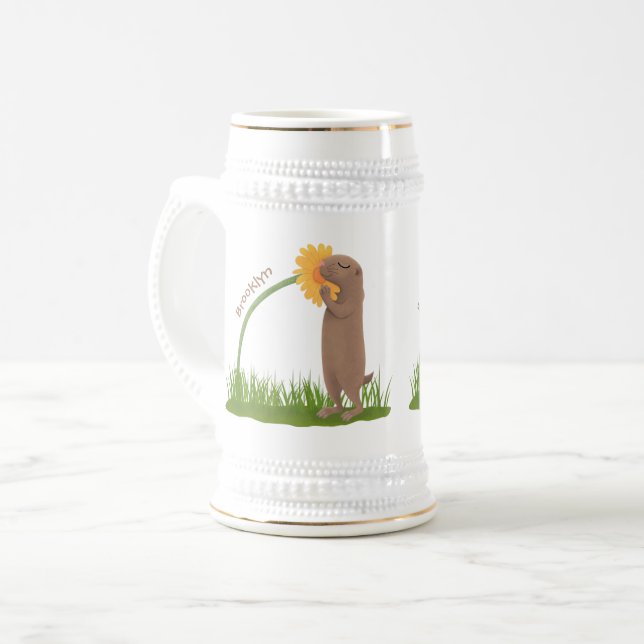 Caneca De Cerveja BD de cãozinho da pradaria (Frente Esquerda)