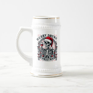 Caneca De Cerveja Bebado engraçada Esqueleto de Natal