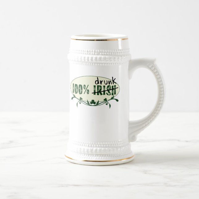 Caneca De Cerveja bebado irlandesa 100% (Direita)