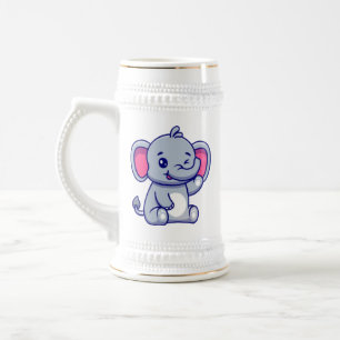 Caneca De Cerveja Bebê Elefante Fofo Sentado Cartoon-23800