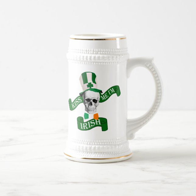 Caneca De Cerveja Beije-me que eu sou irlandês (Direita)