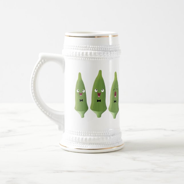 Caneca De Cerveja Bela caricatura de okra (Esquerda)