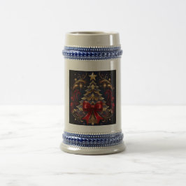 Caneca De Cerveja Bela Design de Friso Vermelho de Árvore de Natal