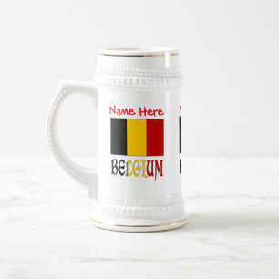 Caneca De Cerveja Bélgica Bandeira Belga Vermelha Personalização