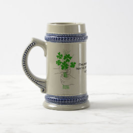 Caneca De Cerveja Bênção irlandesa com quatro Buquês de couro folha