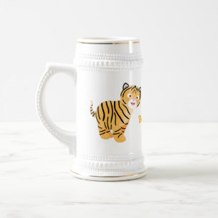 Caneca De Cerveja Bicho de tigre feliz e bonito