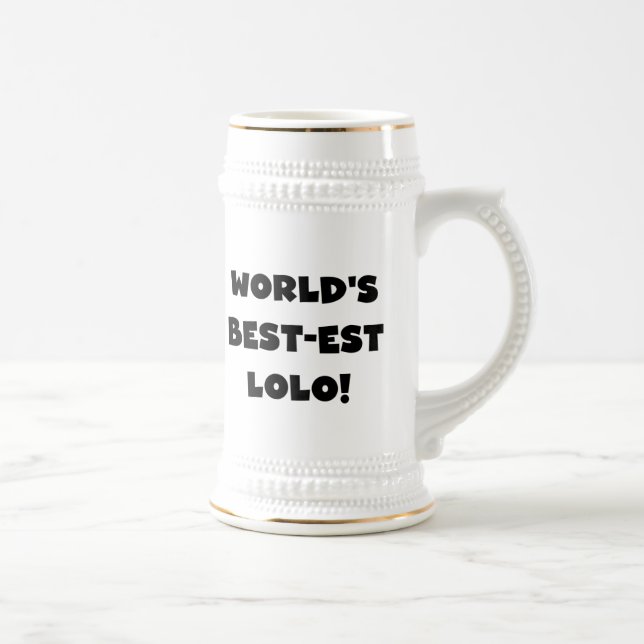 Caneca De Cerveja Black Text Best Lolo T-shirts e presentes (Direita)