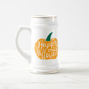 Caneca De Cerveja Boas inscrições do Dia das Bruxas em abóbora escul
