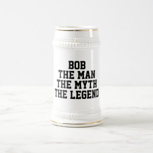 Caneca De Cerveja Bob: Homem, Mito, Lenda, Texto Preto