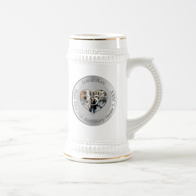 Caneca De Cerveja Bodas de Prata de 25 anos + Foto (Direita)