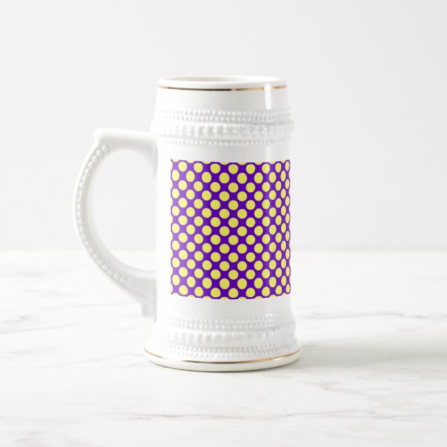 Caneca De Cerveja Bolinhas amarelas com STaylor de fundo roxo (Esquerda)