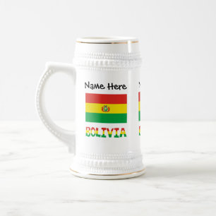 Caneca De Cerveja Bolívia Bandeira Boliviana Texto Personalizado