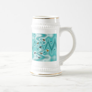 Caneca De Cerveja Borboleta com seda verde com pérolas