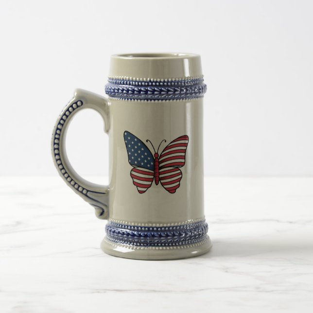Caneca De Cerveja Borboleta EUA Flag Sublimation-62614 (Esquerda)